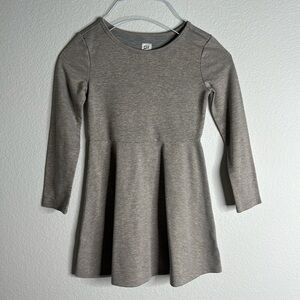 Gap kids SIZE S (6-7) gray and gold striped long sleeve dress fit and flair
